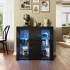 SONNI Sideboard Sideboard Küchenschrank mit LED Beleuchtung 90x35x83cm, Hochglanz, mit Schranktür und 4 glas Einlegeböden, Wohnzimmerschrank Bild 5