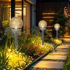 6x LED Solarlampe, Edelstahl silber, Bruchglas Kugel, H 56 cm Bild 2