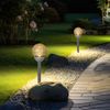 6x LED Solarlampe, Edelstahl silber, Bruchglas Kugel, H 56 cm Bild 3