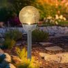 6x LED Solarlampe, Edelstahl silber, Bruchglas Kugel, H 56 cm Bild 4