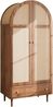 Kleiderschrank mit Schubladen, Holztüren mit Leinenstoff-Bezug, großer Stauraum, Garderobenschrank für Schlafzimmer, moderne Aufbewahrungslösung Bild 2