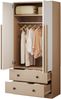 Merax Kleiderschrank, Doppeltüren-Design, mit Schubladen und Ablagefächern, holzfarbe+weiß, 70 x 40 x 170 cm Bild 5