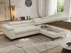 MKS Möbel 'Pablo L-Form' Ecksofa mit Schlaffunktion, verstellbare Kopfstützen, Creme, Schenille glatt, T25 Topper, Rechts Bild 3