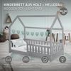 ML-DESIGN Spielbett Hausbett Kinderbett inkl. Lattenrost kreativ Bodenbett für Kinder, Abenteuerbett mit Rausfallschutz Kiefer Hellgrau Himmelbett Bettenhaus Bild 2