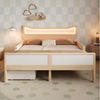 Flieks Kinderbett flexible Schublade & Staufach links/rechts montierbar, Massivholzbett 140×200 cm mit Katzenohren Kopfteil und LED‑Beleuchtung Bild 3