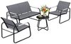 Outsunny Sitzgruppe mit 2er Sofa, 2 Sessel, Seilflecht, Rund Tisch, Fußpads, (Atmungsaktiv Gartenlounge, 4-tlg, Gartenmöbel Set), für Garten Balkon Grau Bild 2