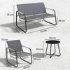 Outsunny Sitzgruppe mit 2er Sofa, 2 Sessel, Seilflecht, Rund Tisch, Fußpads, (Atmungsaktiv Gartenlounge, 4-tlg, Gartenmöbel Set), für Garten Balkon Grau Bild 3
