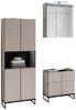 moebel-dich-auf Badmöbel-Set VENEZIA, (inklusive LED-Beleuchtung, kaschmir Spiegelschrank WBU optional mit Hoch-/Highboard), Metall Füße Bild 2