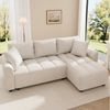 Merax 3-Sitzer Sofa, wandelbares L-förmiges Ecksofa, Chenille Stoff, 1 Teile, Sofa mit 2 Zierkissen, für Wohnzimmer und Wohnung, Beige/Grau Bild 2