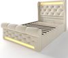 Polsterbett 90×200 cm aus Samt-Stoff mit LED und USB-Typ-C-Ladestation, beige Bild 5