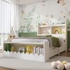 Merax Kinderbett Einzelbett Stauraumbett mit Schubladen, Regal und Sitzbank mit Stauraum, Holzbett 90x190 cm, Bettgestell und Lattenrost aus Holz, Weiß (Ohne Matratze) Bild 2