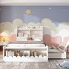 Merax Kinderbett Einzelbett Stauraumbett mit Schubladen, Regal und Sitzbank mit Stauraum, Holzbett 90x190 cm, Bettgestell und Lattenrost aus Holz, Weiß (Ohne Matratze) Bild 3