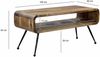 Retro Couchtisch Sheesham Massivholz 100cm · Wohnzimmertisch rechteckig mit Ablagefach · Handgefertigter Sofatisch aus Holz mit Metallbeinen im Industrial Design Bild 4