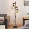 Nettlife Stehlampe Stehleuchte 2 Flammig schwarz Vintage aus Holz 151cm, mit Kippschalter, LED wechselbar, für Wohnzimmer schlafzimmer Esszimmer Büro Bild 5