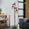Nettlife Stehlampe Stehleuchte 2 Flammig schwarz Vintage aus Holz 151cm, mit Kippschalter, LED wechselbar, für Wohnzimmer schlafzimmer Esszimmer Büro Bild 2
