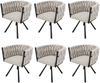 Merax Leinen-Esszimmerstuhl, 6er set, Schlafzimmer-Drehstuhl, Freizeit-Drehstuhl mit vier Stützbeinen aus Metall, Leinen beige und schwarz Bild 3