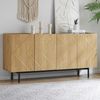 Sideboard 160x40x78 cm, Naturholz, mit 4 Türen & Metall-Inlay Bild 3