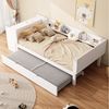 REDOM Kinderbett Flachbett, mit ausziehbarem Bett, mit Schreibtisch (drei Regale an der Seite des Bettes 90x200cm& 90x180 cm), ohne Matratze Bild 5