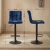 CLP 2er Set Barhocker Peru Samtbezug höhenverstellbar drehbar mit Rückenlehne,blau schwarz Bild 2