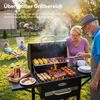 HOMAVO Holzkohlegrill mit Deckel, 2 Seitentische, Grillfläche: 45×32cm, Höhenverstellbarer Grillrost mit 2 Stufen (mit Abdeckung) Bild 2