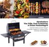 HOMAVO Holzkohlegrill mit Deckel, 2 Seitentische, Grillfläche: 45×32cm, Höhenverstellbarer Grillrost mit 2 Stufen (mit Abdeckung) Bild 5