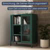 Vitrinenschrank Wohnzimmer klein GINA - 3 Ebenen, Metall | Glasvitrine Bücherschrank Büroschrank Aktenschrank mit Glasfenster Metallschrank, 101,5x80x40cm Dunkelgrün Bild 3