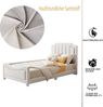 Polsterbett 90x200 cm Kinderbett aus Flanell mit Rückenlehne und Lattenrost – geschwungenes Design, beige Bild 5
