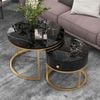 Merax Couchtisch Hochglanz Marmormuster 2er Set runde Couchtische Runder Nested Beistelltisch Bild 5