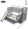 Flieks Etagenbett, Kiefer Kinderbett mit Rutsche & Schubladen 90x200cm+140x200cm Bild 4