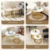 Hiazurm Couchtisch Couchtisch 2er Set mit Marmormuster, Kaffeetisch, Beistelltisch (Satztisch für Wohnzimmer & Büro & Schlafzimme & Balkon, 2er Set), 70x45cm+50x40cm, Rund Bild 3