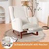 FUROKOY Schaukelstuhl Relaxsessel Stillsessel mit Holzsockel Fußstütze (Set, 1 St), Schaukelsessel,Teddystoff,2 Seitentaschen,1 Lendenkissen,Beige Bild 2