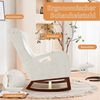 FUROKOY Schaukelstuhl Relaxsessel Stillsessel mit Holzsockel Fußstütze (Set, 1 St), Schaukelsessel,Teddystoff,2 Seitentaschen,1 Lendenkissen,Beige Bild 3