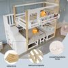 Novelux Etagenbett 90x200 cm mit Aufbewahrungstreppe und klappbarem Tisch – Kiefer/MDF/Sperrholz in Weiß+Natur, Bücherregal, Sicherheitsgeländer Bild 3