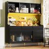 Hochschrank mit Glasfront & LED-Beleuchtung, 145 x 39 x 171 cm, Schwarz Bild 2