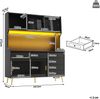 Hochschrank mit Glasfront & LED-Beleuchtung, 145 x 39 x 171 cm, Schwarz Bild 4