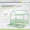 Juskys Kinderbett Marli 90 x 200 cm mit Matratze, Bettkasten, Rausfallschutz, Lattenrost & Dach - Massivholz Hausbett für Kinder - Bett in Mint Bild 2