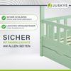 Juskys Kinderbett Marli 90 x 200 cm mit Matratze, Bettkasten, Rausfallschutz, Lattenrost & Dach - Massivholz Hausbett für Kinder - Bett in Mint Bild 5