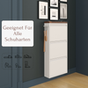 Schuhkipper mit Zubehör, Weiß, 3 Klappen 52x15x105,5 cm, Buche Dekor dunkel, Hakenleiste Bild 2