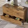 Kommode 120 x 40 x 76 cm mit 6 Schubladen – Sideboard in Dunkler Eiche mit Metallrahmen Bild 5