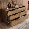Kommode 120 x 40 x 76 cm mit 6 Schubladen – Sideboard in Dunkler Eiche mit Metallrahmen Bild 4