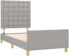 Einzelbett mit Kopfteil Stoff Hellgrau 80x200 cm Bild 4