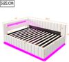 Merax Daybett Polsterbett Schlafsofa 140x200, Mit hydraulischem Stauraum, Mit LED-Licht und USB-Ladeanschluss, Samt, Beige Bild 4