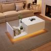 Couchtisch B 100 x T 50 x H 33-46,5 cm, höhenverstellbar, Hochglanz mit LED und Stauraum Bild 3