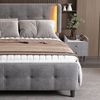 STILVORA Polsterbett Doppelbett 140x200cm Jugendbett mit LED-Leist & verstellbares Kopfteil (mit 16-farbiger LED-Leisten an den Seitenohren, Gesteppte Kopf- und Fußteil, Bettkopf in drei Höhen verstellbar), Samt 140x200 cm,Ohne Matratze Bild 3