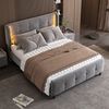 STILVORA Polsterbett Doppelbett 140x200cm Jugendbett mit LED-Leist & verstellbares Kopfteil (mit 16-farbiger LED-Leisten an den Seitenohren, Gesteppte Kopf- und Fußteil, Bettkopf in drei Höhen verstellbar), Samt 140x200 cm,Ohne Matratze Bild 5
