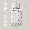 MTOnlinehandel Kinderbettwäsche Space Weltall-Abenteuer 135x200 + 80x80 cm in Renforcé, Rakete, 100% Baumwolle, 2 teilig, Galaxis • Weltall • Blau • Weiß • Beige Bild 3