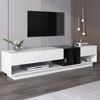 TV-Schrank 190 x 40 x 42 cm aus Spanplatte, Hochglanz in Weiß/Schwarz mit 3 Schubladen Bild 3
