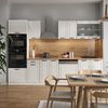 Küchenzeile R-Line Weiß Landhaus/Weiß 300 cm mit Hochschrank, ohne Arbeitsplatte Vicco Bild 4