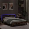 vidaXL Bettgestell mit Kopfteil LED-Beleuchtung Räuchereiche 135x190cm 3207571 Bild 4