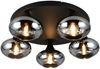 Deckenleuchte, 5-flammig, Glas, schwarz, D 49 cm Bild 2